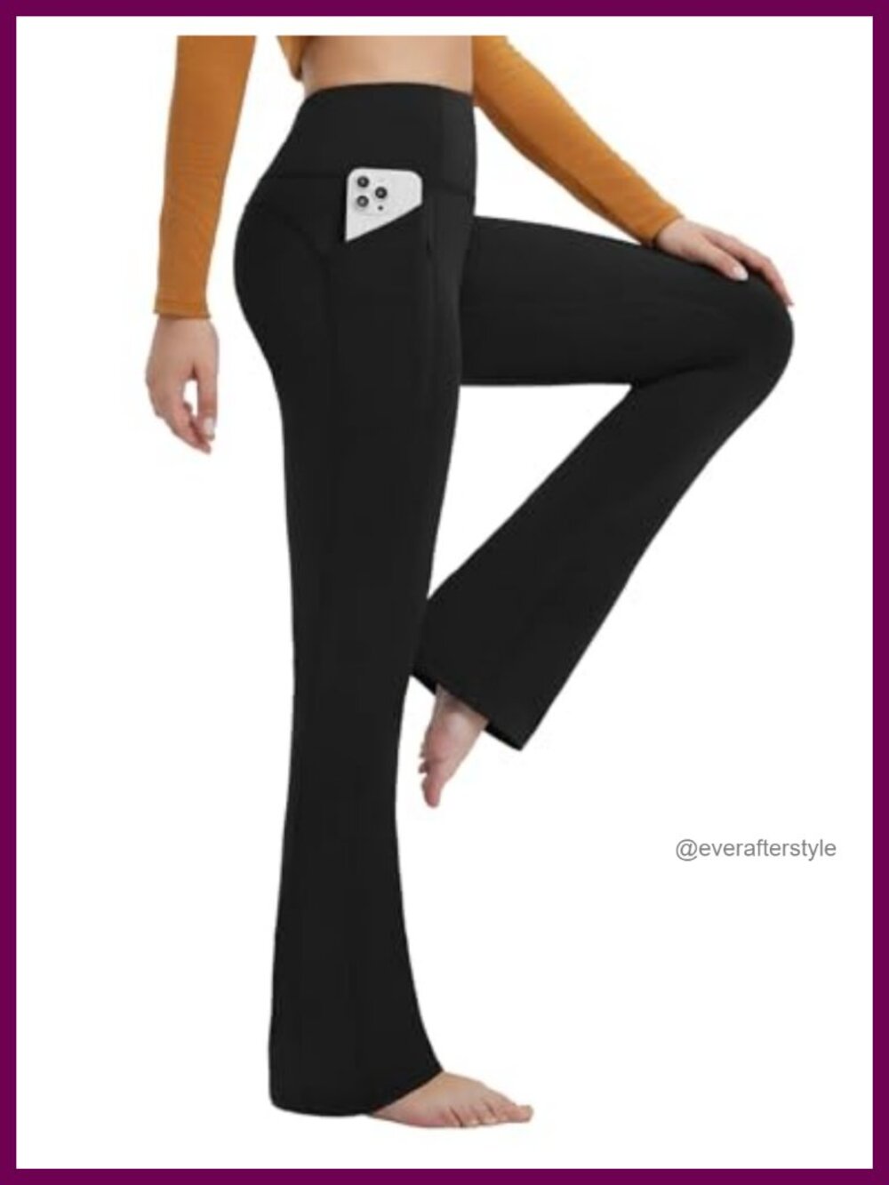 Fleece Lined Flared Leggings for Women High Waisted Yoga Pants with 4 Pockets